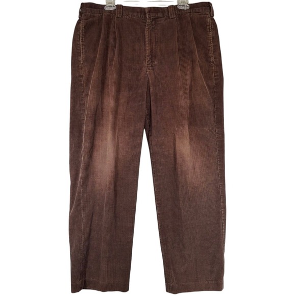 LL Bean Corduroy Pants Men's 38x30 (Fits‎ 36x29) Brown Straight Work Heavyweight - Picture 1 of 14